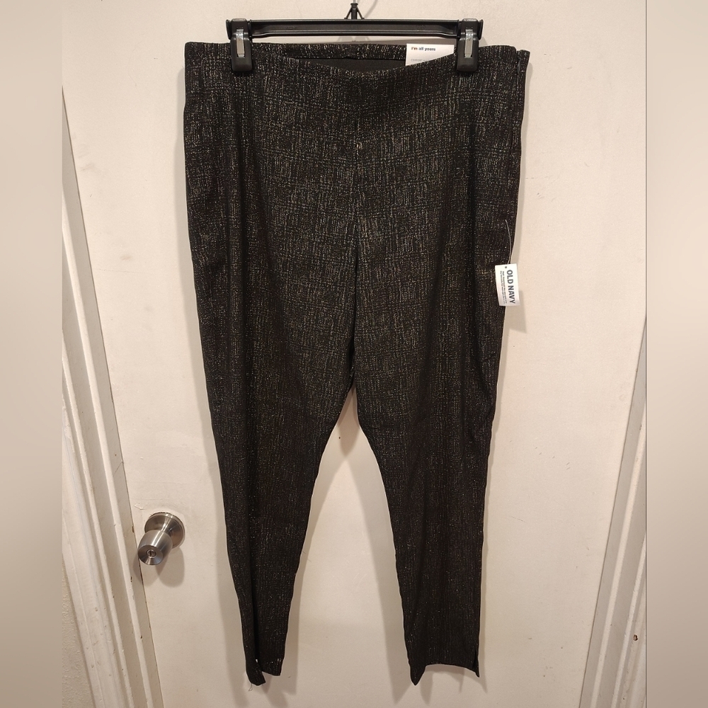 Old Navy NWT Black & Gold High Rise Pixie Skinny Ankle Pants Sz L Casual Event